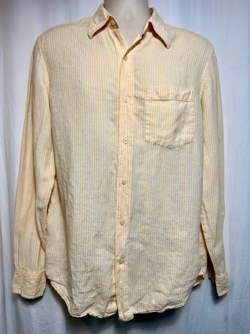 BANANA REPUBLIC 100% Linen Striped Button-Down Shirt